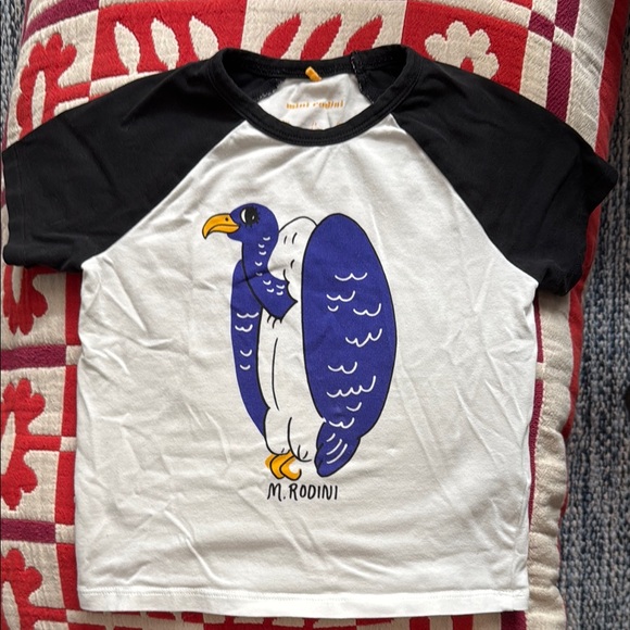 Mini Rodini Other - Mini Rodini Raglan Tee with Blue Bird Graphic